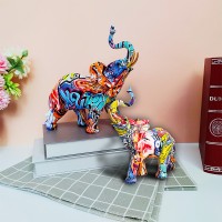 colorful elephant resin ornaments home living room porch wine cabinet desktop modern decoration