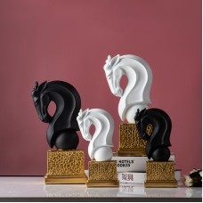 Nordic abstract minimalist black and white horse head furnishing office bookcase desktop creative decoration