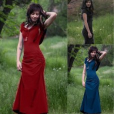 2018 hot style AliExpress dress wish European and American stitching hooded medieval solid color dress women Red M