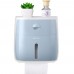 Toilet tissue box toilet toilet paper rack toilet box free punch waterproof roll paper tube creative pumping tray Double Tissue Box-Blue