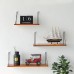 Rustic Wall Mount Shelf with Metal Brackets Storage Shelves Room Decor for Kitchen Living Room Bathroom Bedroom without Nails
